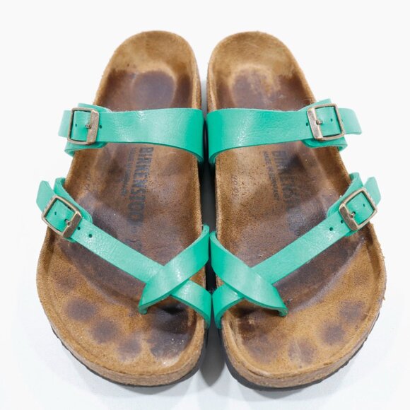 Birkenstock Mayari Green Birkenbuc Lightweight Flat Toe Loop Sandals - Women's 6 - Picture 6 of 7